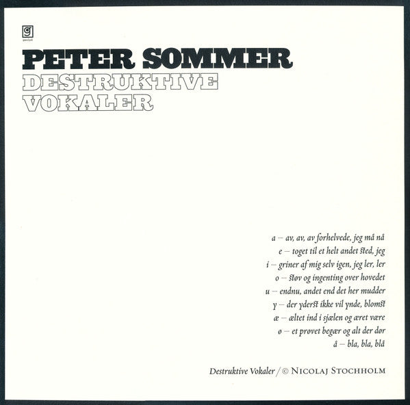 Sommer, Peter - Destruktive Vokaler