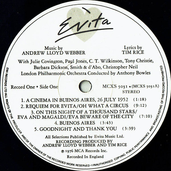 Webber, Andrew Lloyd and Tim Rice – Evita