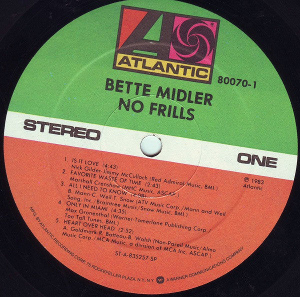 Bette Midler – No Frills