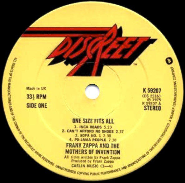 Zappa, Frank and The Mothers of Invention - One Size Fits All