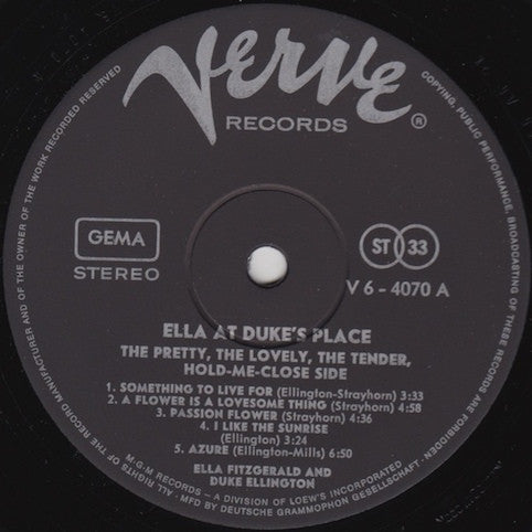 Ella Fitzgerald And Duke Ellington – Ella At Duke's Place
