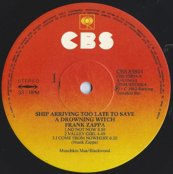 Zappa, Frank – Ship Arriving Too Late To Save A Drowning Witch