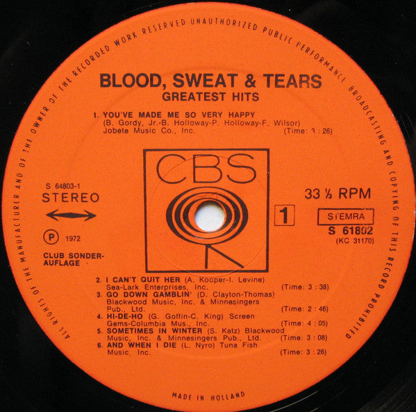 Blood, Sweat & Tears - Blood, Sweat & Tears Greatest Hits