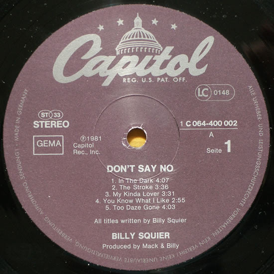 Squier, Billy - Don't Say No