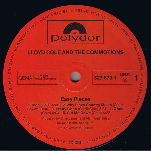 Cole, Lloyd And The Commotions - Easy Pieces