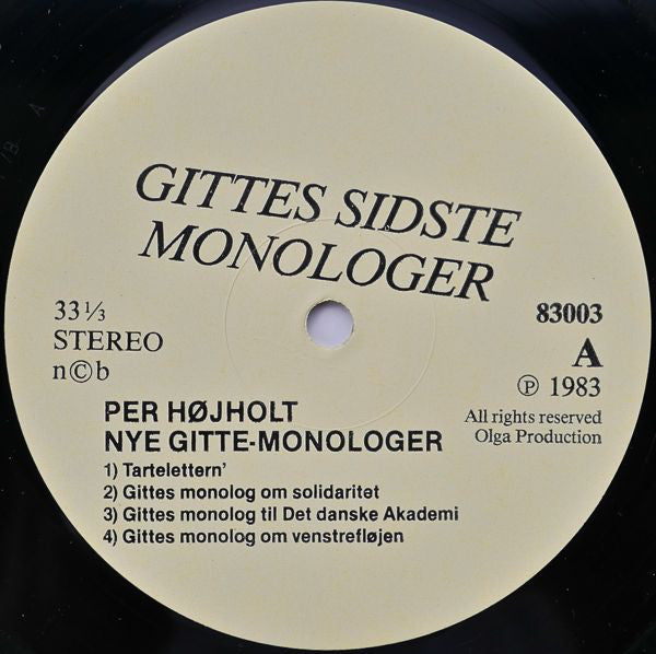 Højholt, Per – Gittes Sidste Monologer