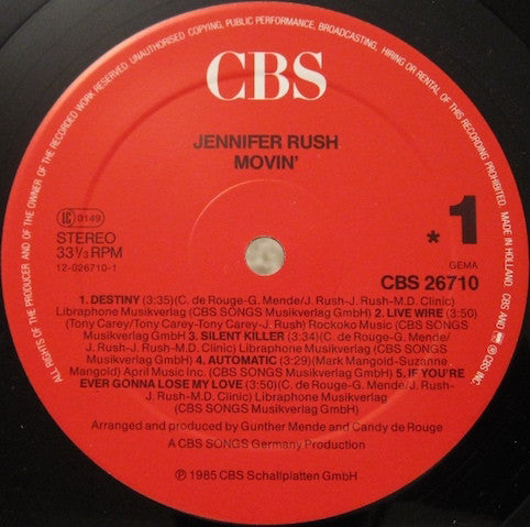 Rush, Jennifer – Movin'
