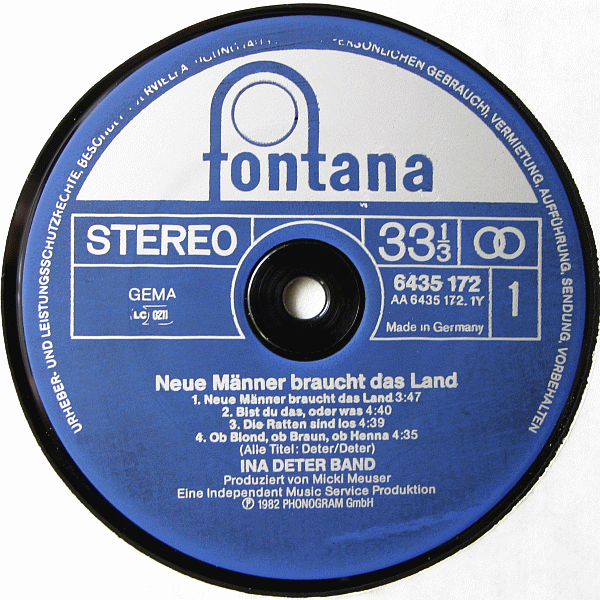 Ina Deter Band - Neue Männer Braucht Das Land