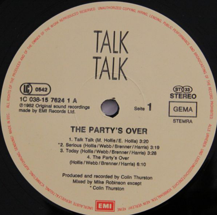 Talk Talk - The Party's Over