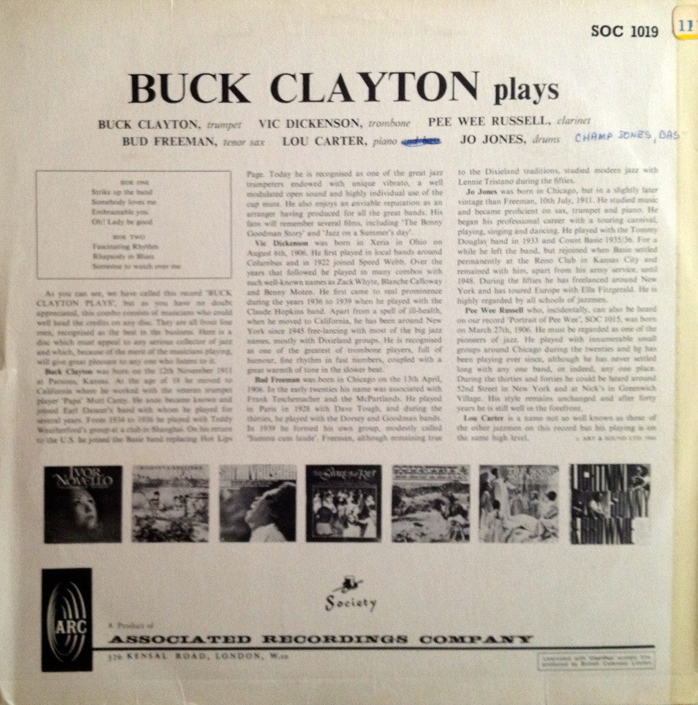 Clayton, Buck - Plays