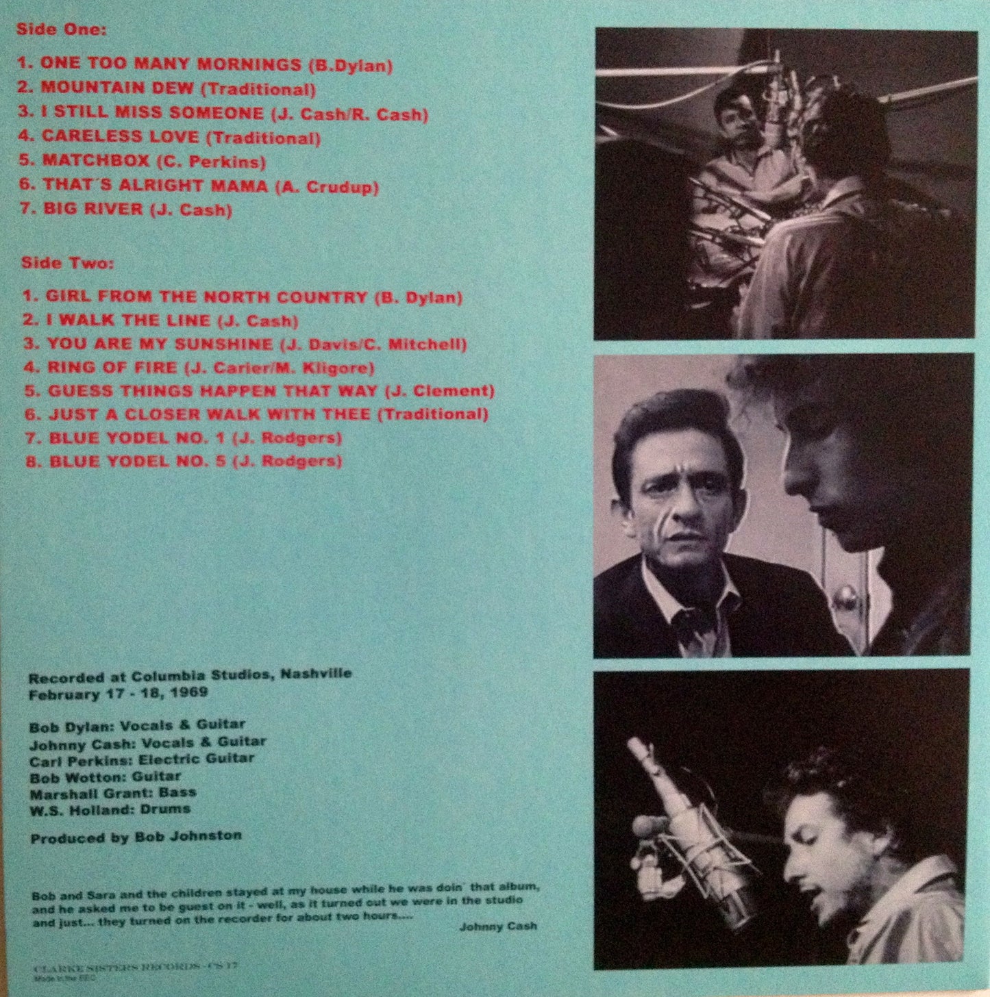 Dylan, Bob & johnny Cash - Nashville 1969 Outtakes.