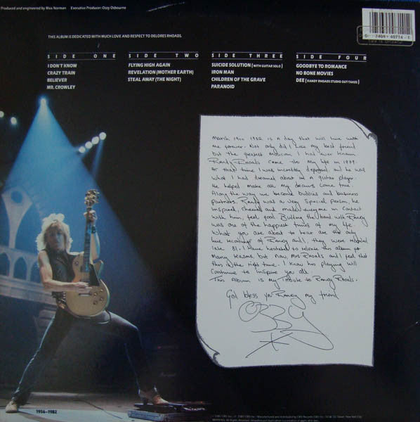 Osbourne,  Ozzy  ‎– Randy Rhoads Tribute