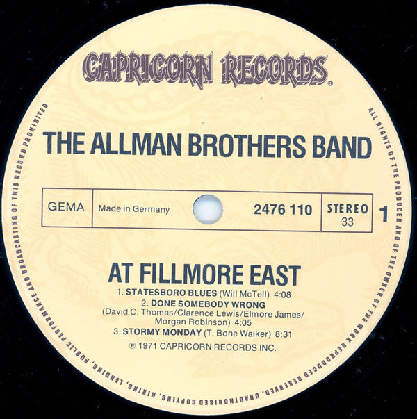 Allman Brothers Band - At Fillmore East