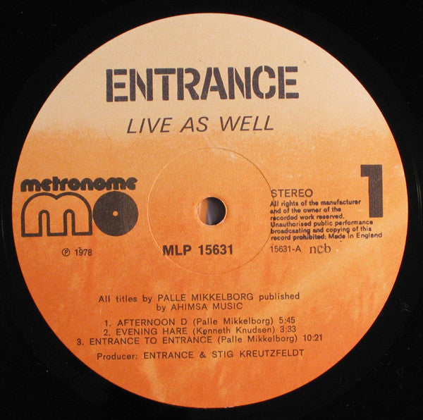 Entrance ‎– Live As Well