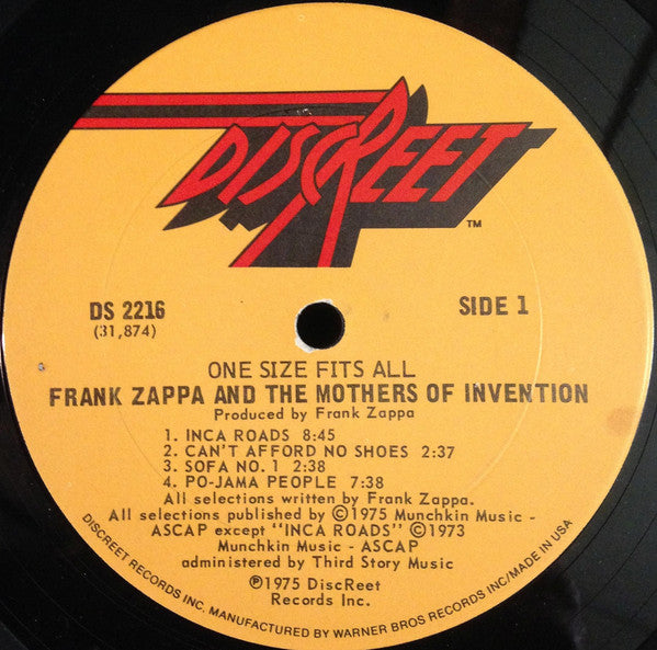 Zappa, Frank and The Mothers of Invention - One Size Fits All