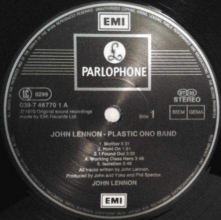 Lennon, John Plastic Ono Band - John Lennon/Plastic Ono Band