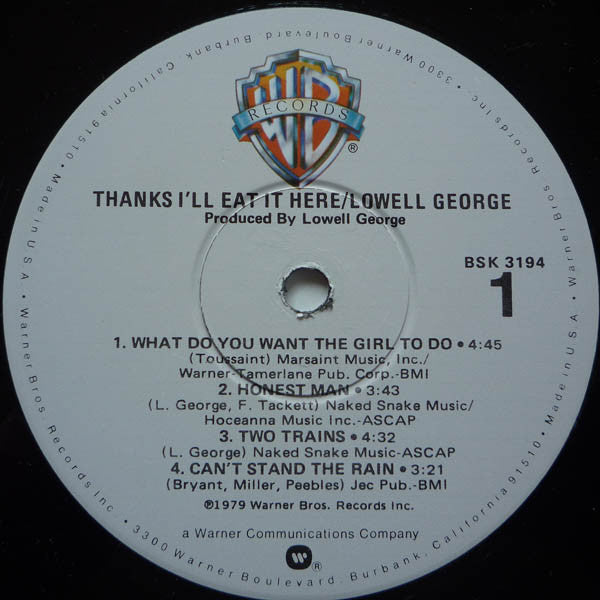 George, Lowell - Thanks I'll Eat It Here