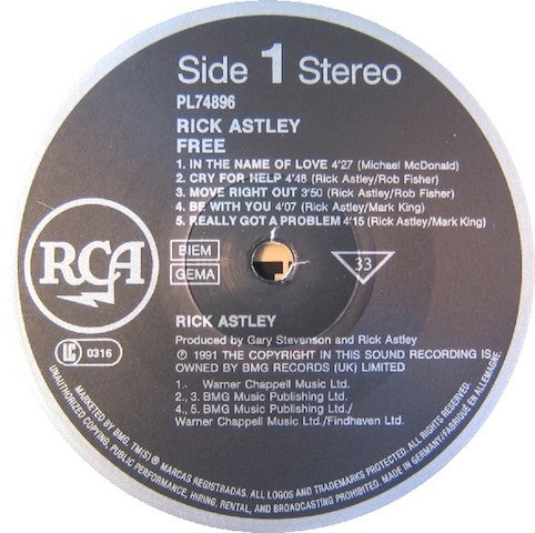 Astley, Rick ‎– Free