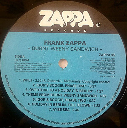 Zappa, Frank The Mothers Of Invention ‎– Burnt Weeny Sandwich