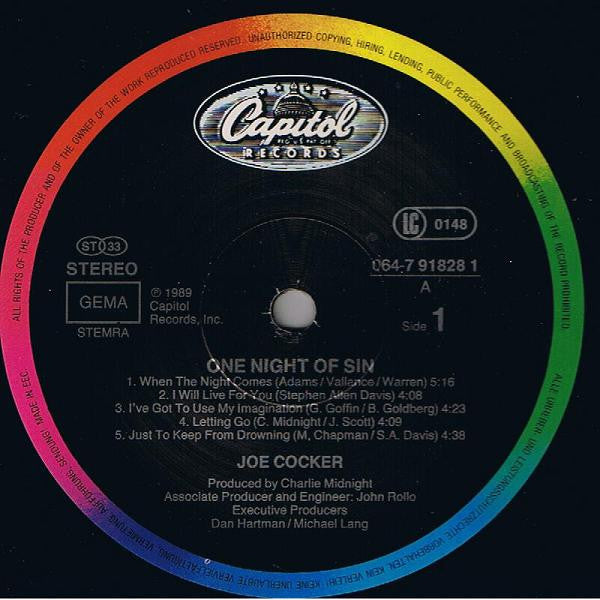 Cocker, Joe  ‎– One Night Of Sin
