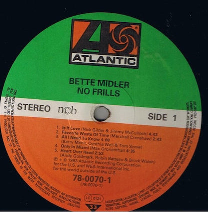 Bette Midler ‎– No Frills