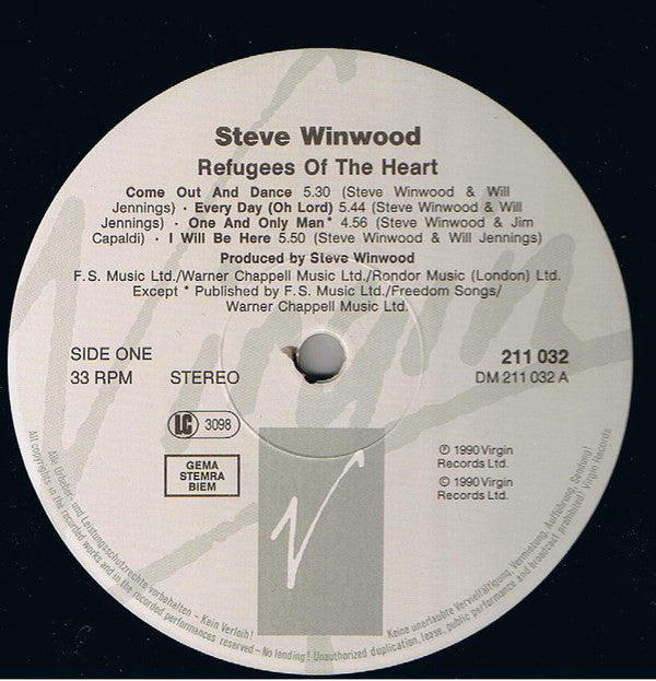 Winwood, Steve ‎– Refugees Of The Heart