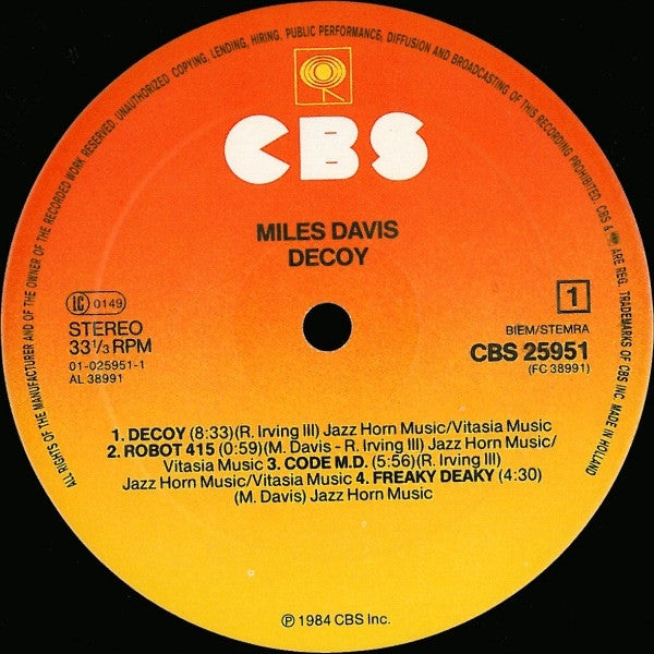 Davis, Miles ‎– Decoy