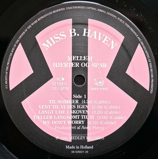 Miss B. Haven ‎– Mellem Hjerter Og Spar