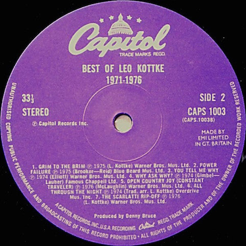 Leo Kottke ‎– Best Of Leo Kottke 1971-1976