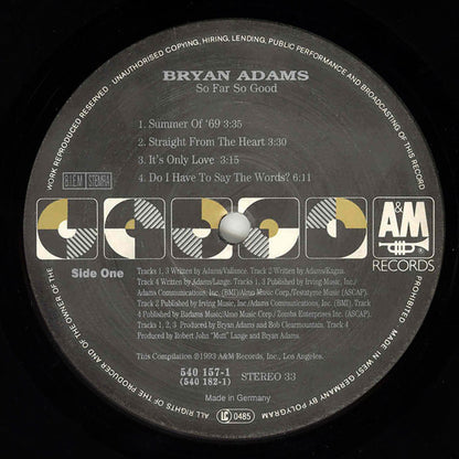 Adams,  Bryan  ‎– So Far So Good