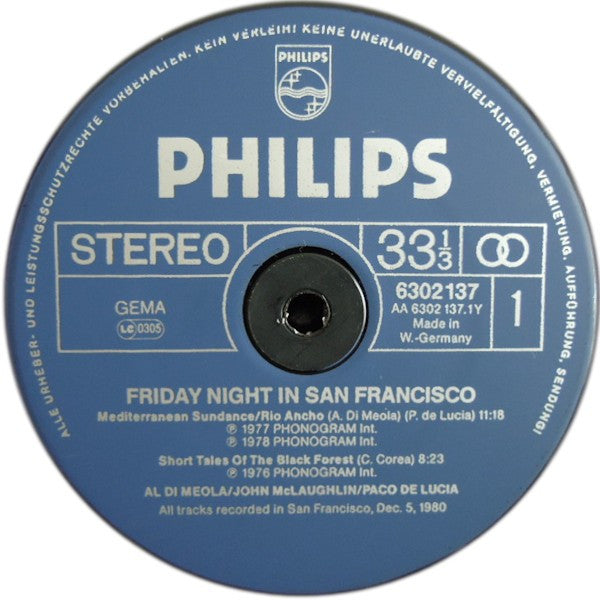 Di Meola, Al/John Mclaughlin/ Paco De Lucia - Friday Night In San Francisco