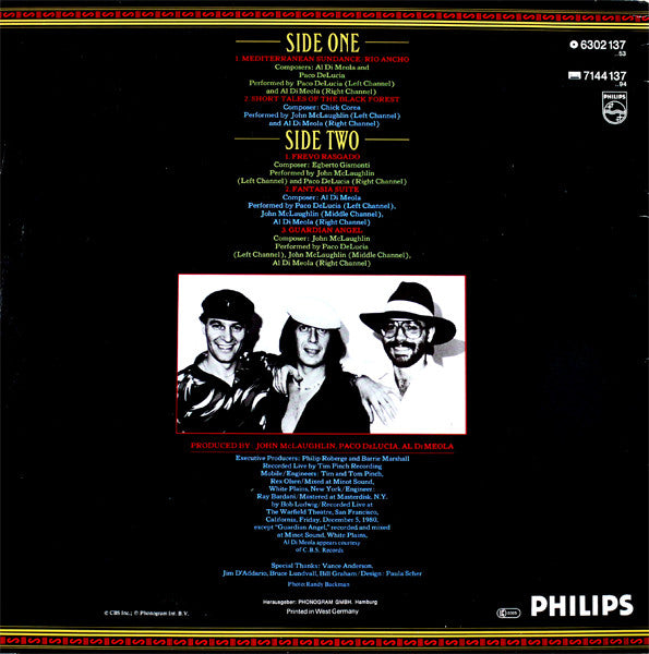 Di Meola, Al/John Mclaughlin/ Paco De Lucia - Friday Night In San Francisco