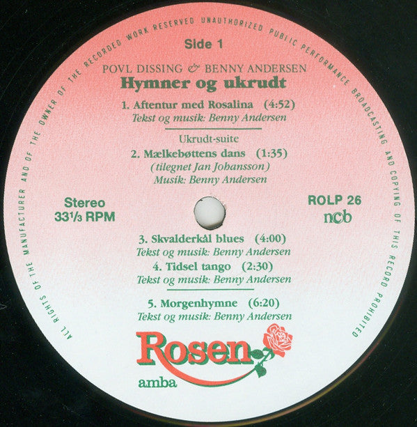 Dissing, Povl  & Benny Andersen ‎– Hymner Og Ukrudt