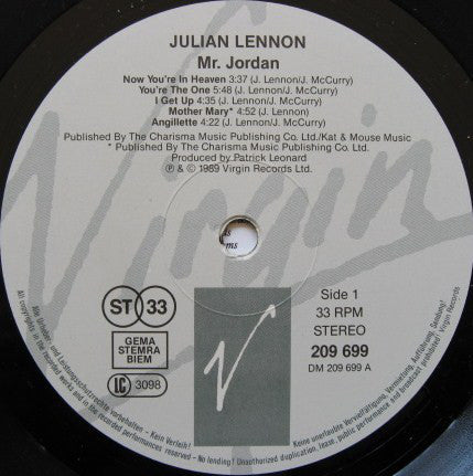 Lennon, Julian ‎– Mr. Jordan