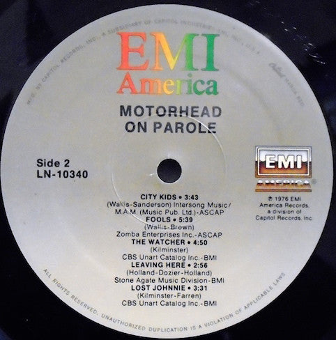 Motörhead ‎– On Parole