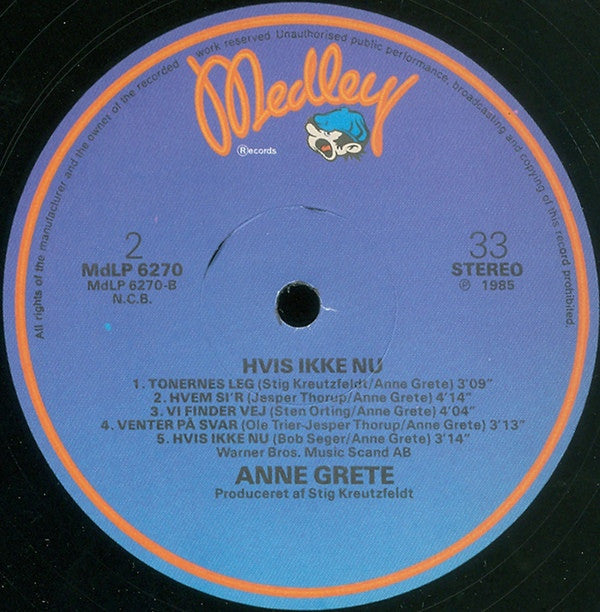 Anne Grete ‎– Hvis Ikke Nu