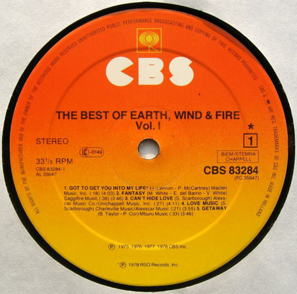 Earth, Wind & Fire ‎– The Best Of Earth Wind & Fire Vol. I