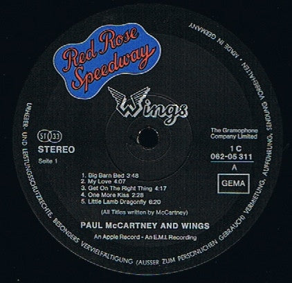 Wings McCartney, Paul - Red Rose Speedway