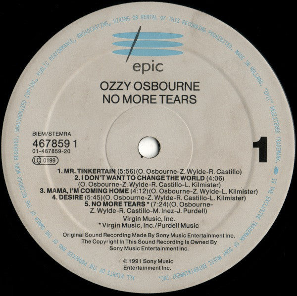 Osbourne, Ozzy  ‎– No More Tears