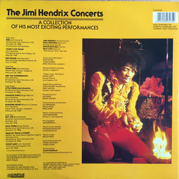 Hendrix,  Jimi  ‎– The Jimi Hendrix Concerts