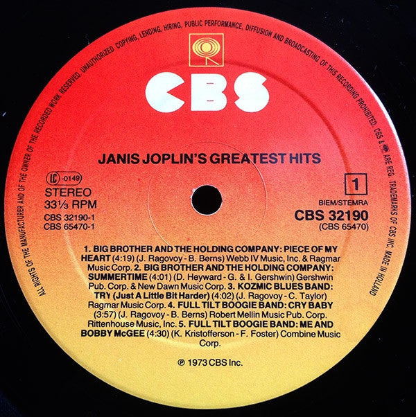 Joplin, Janis - Greatest Hits