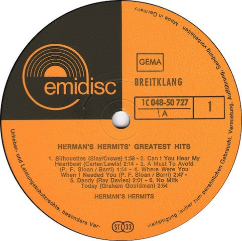 Herman's Hermits ‎– Greatest Hits