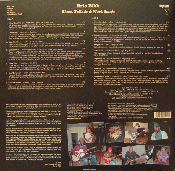 Bibb, Eric - Blues, Ballads & Work Songs