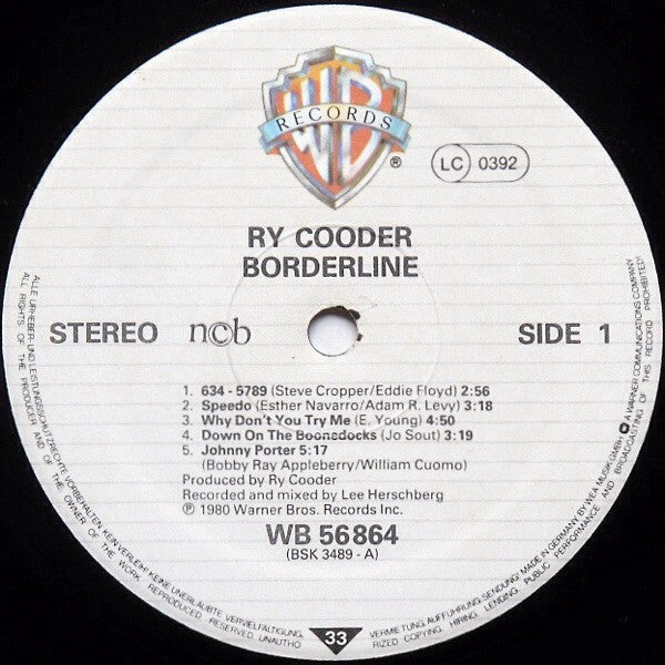 Cooder, Ry - Borderline