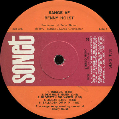 Holst,  Benny  ‎– Sange af Benny Holst