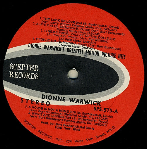 Warwick, Dionne - Dionne Warwick's Greatest Motion Picture Hits