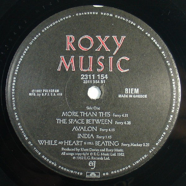 Roxy Music ‎– Avalon
