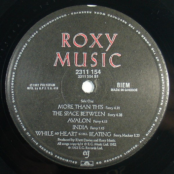 Roxy Music ‎– Avalon