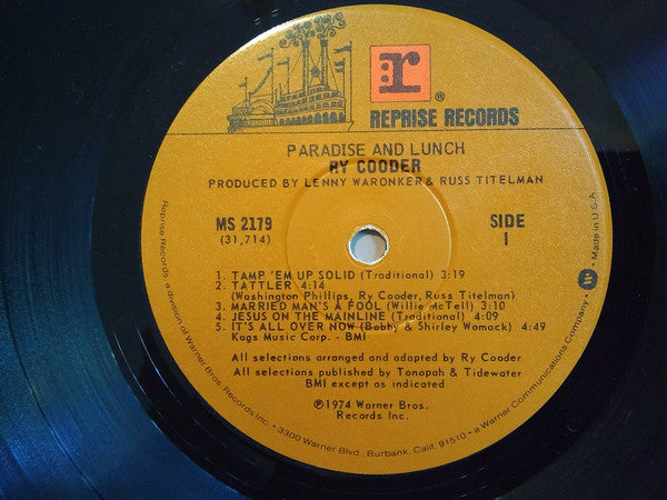 Cooder, Ry ‎– Paradise And Lunch