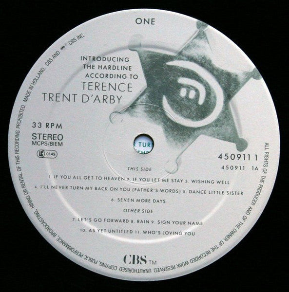 D'Arby, Terence Trent  ‎– Introducing The Hardline According To Terence Trent D'Arby